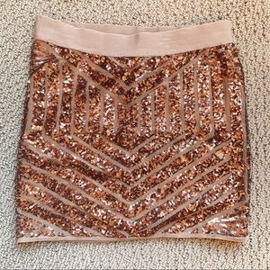 Rose Gold Sequin Mini Skirt